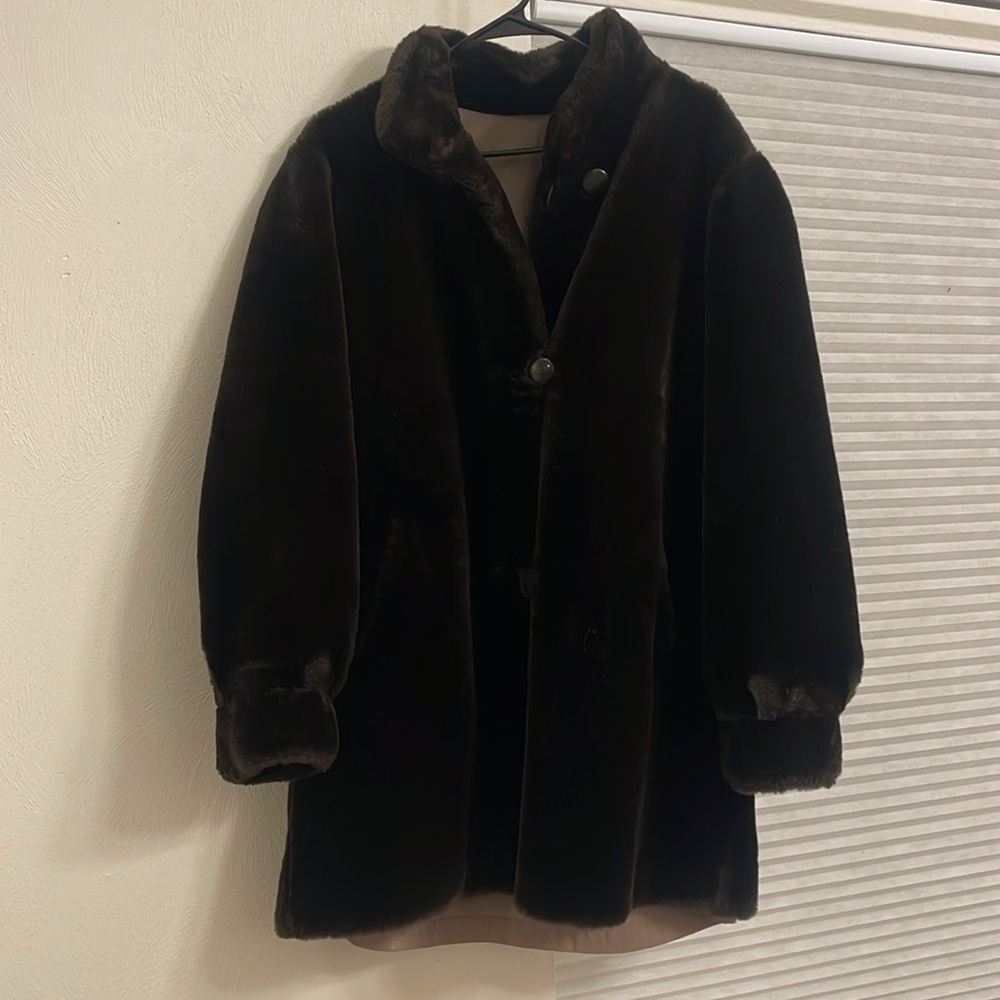 Vintage Marvin Richards reversible faux fur peacoat